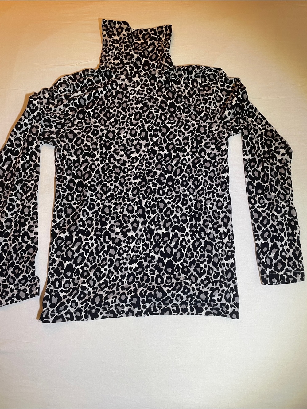 J. Crew Women's Long-Sleeve Leopard Turtleneck - Black & White